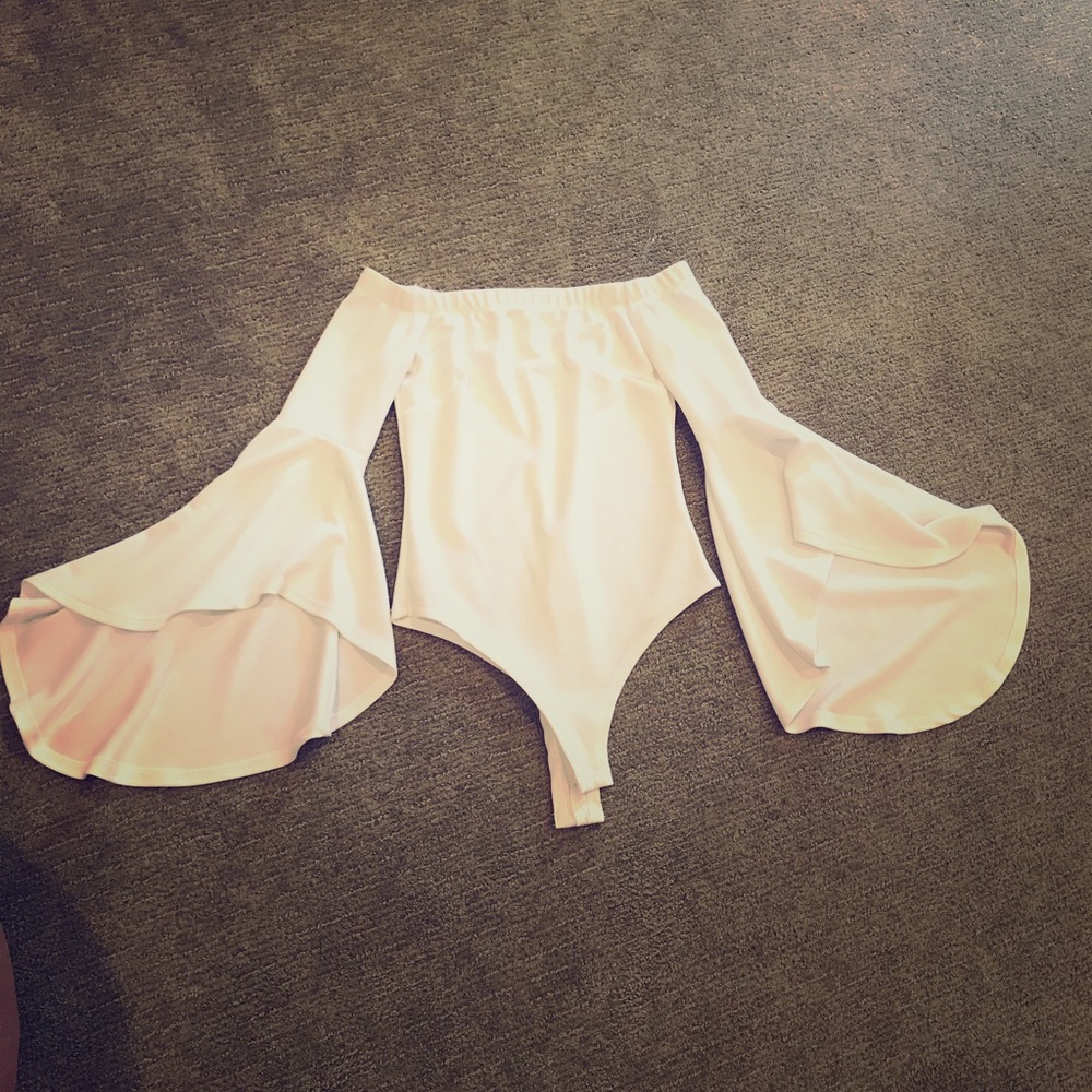 White off the shoulder body suit